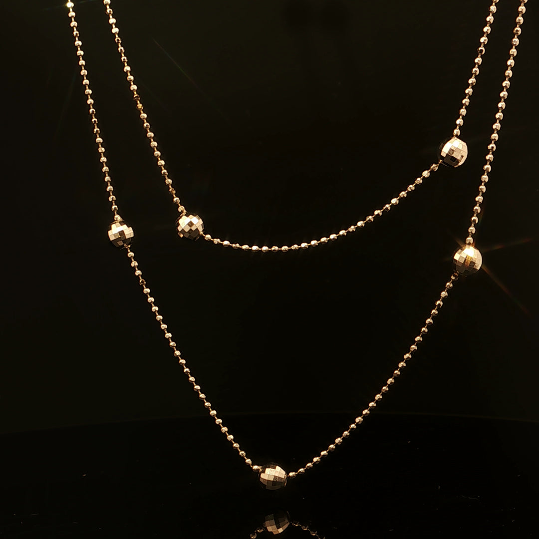 Estate 14K White Gold Bead Ball Station Necklace
