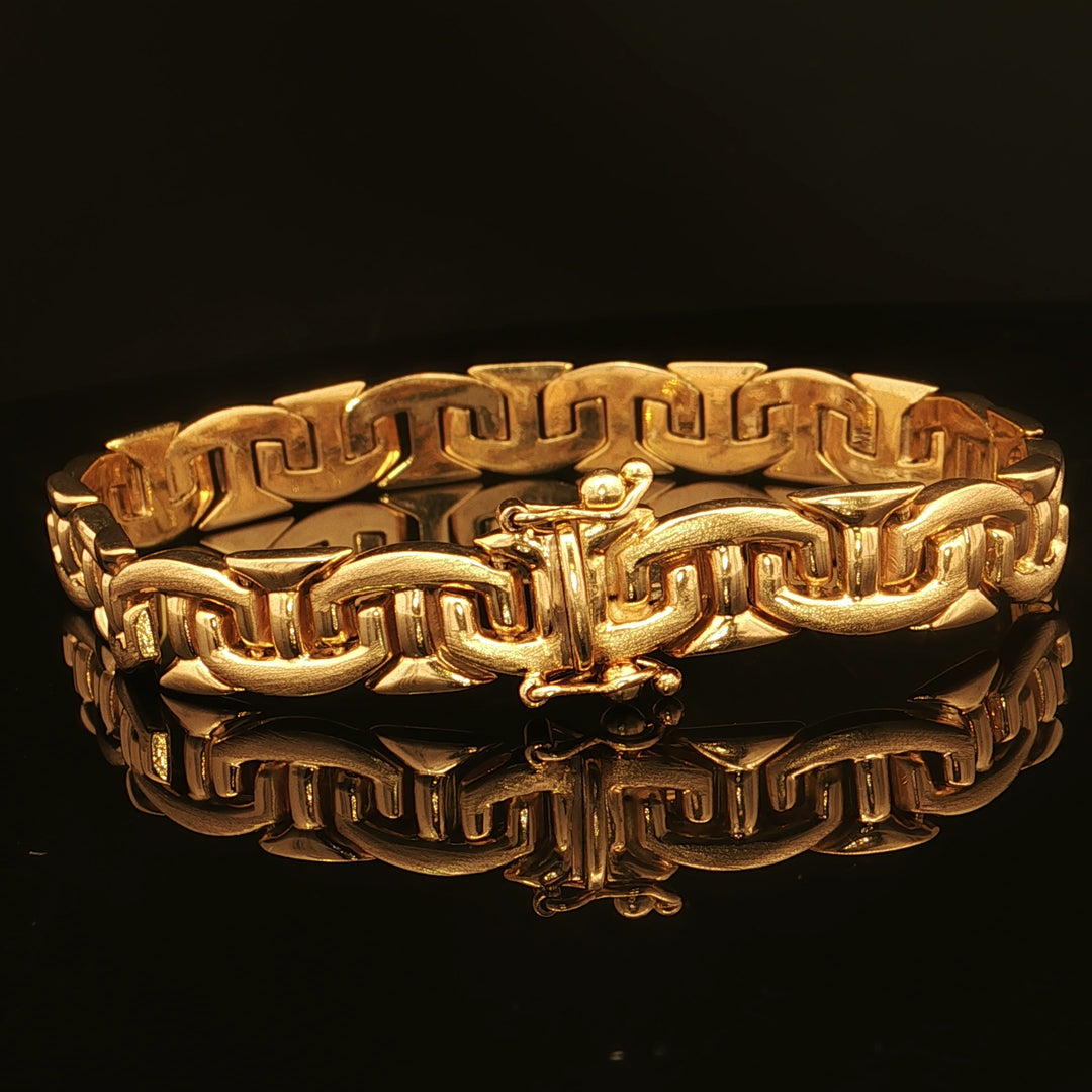Estate 14K Yellow Gold Greek Key Style Stampato Bracelet
