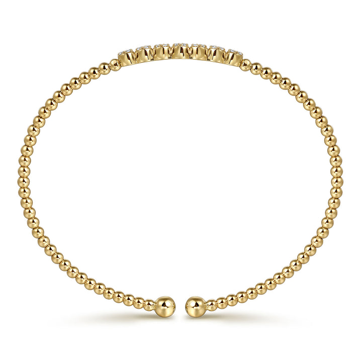 14K Yellow Gold Bujukan Bead and Cluster Diamond Bangle