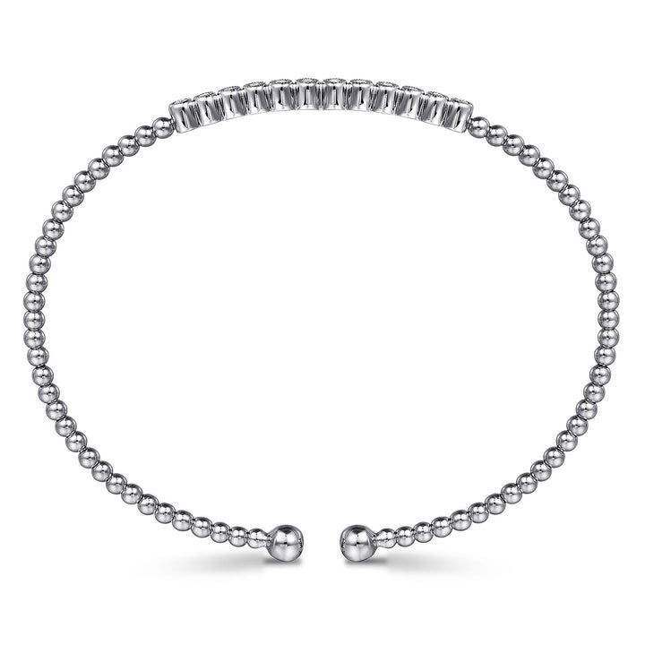 14K White Gold Bujukan Bead Diamond Bangle