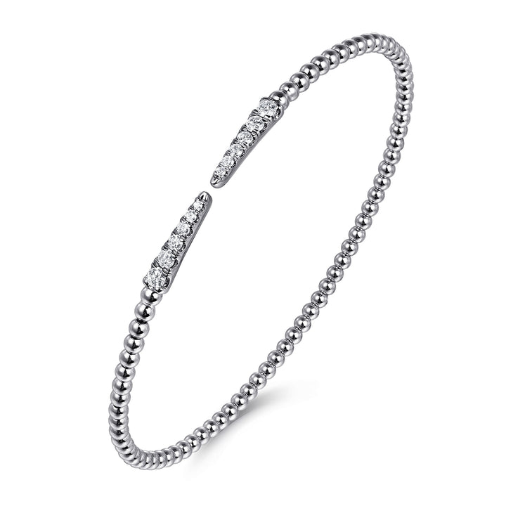 14K White Gold Bujukan Diamond Spikes Split Bangle