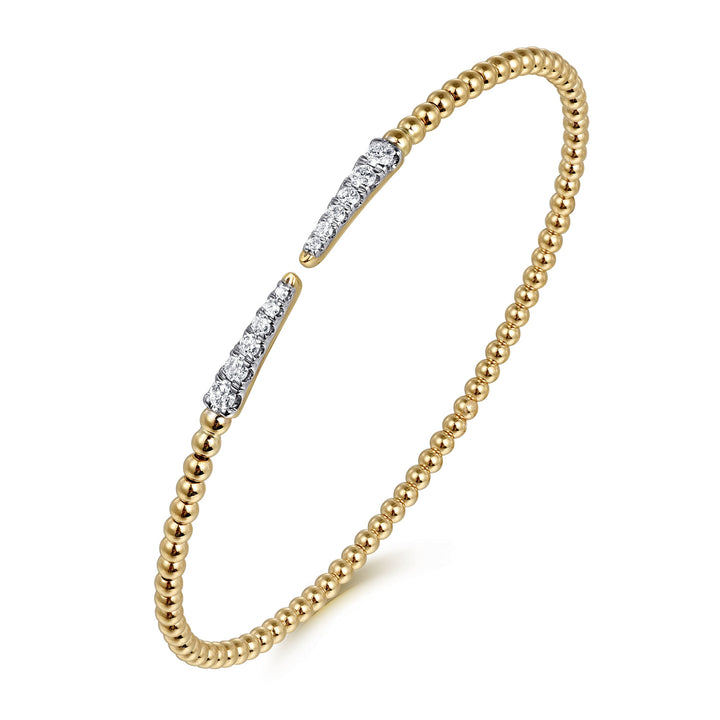 14K Yellow Gold Bujukan Diamond Spikes Split Bangle