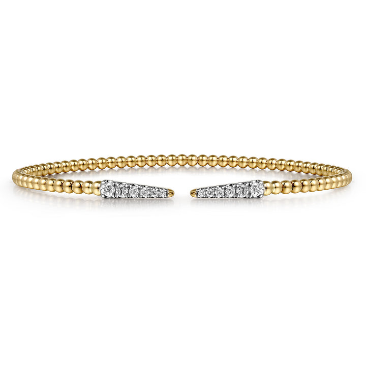 14K Yellow Gold Bujukan Diamond Spikes Split Bangle