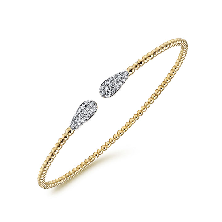 14K Yellow Gold Bujukan Diamond Teardrops Bangle