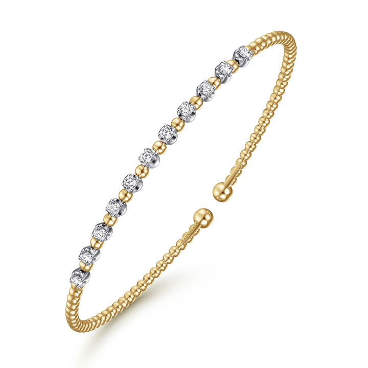 14K White-Yellow Gold Bujukan Diamond Split Bangle