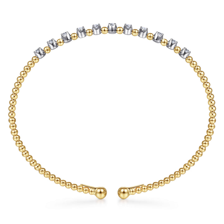 14K White-Yellow Gold Bujukan Diamond Split Bangle