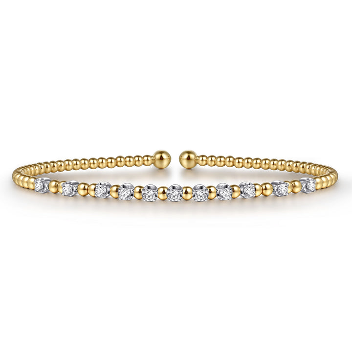 14K White-Yellow Gold Bujukan Diamond Split Bangle