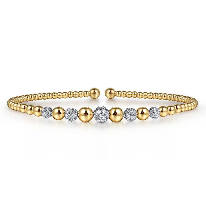 14K Yellow-White Gold Bujukan Diamond Stations Bangle