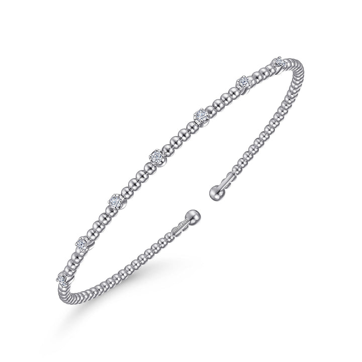 14K White Gold Bujukan Diamond Stations Bangle