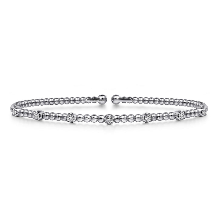 14K White Gold Bujukan Diamond Stations Bangle