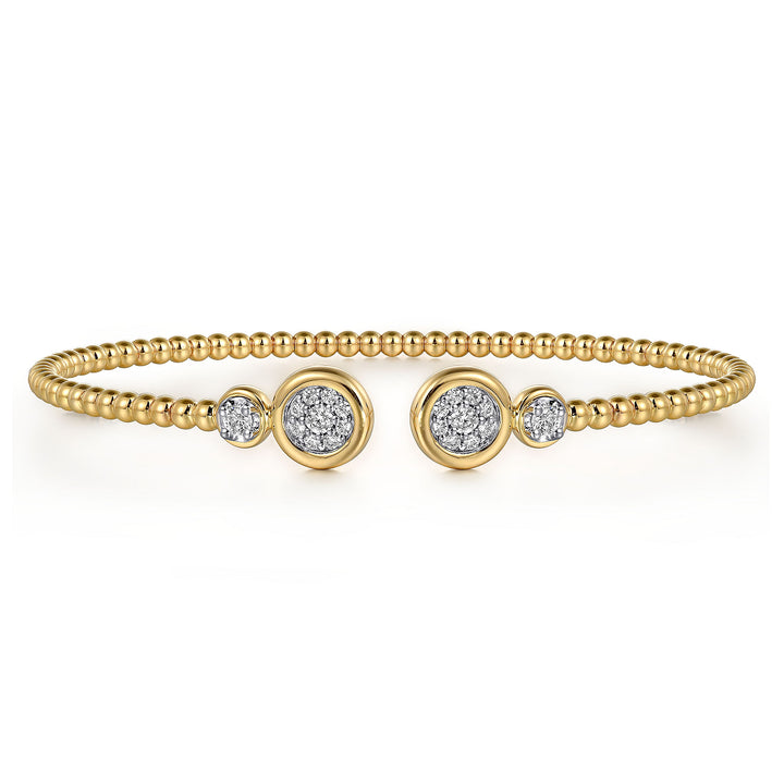14K White and Yellow Gold Diamond Bujukan Bangle