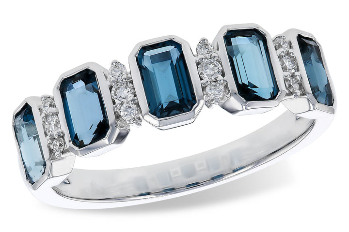 14K White Gold London Blue Topaz and Diamond Fashion Ring