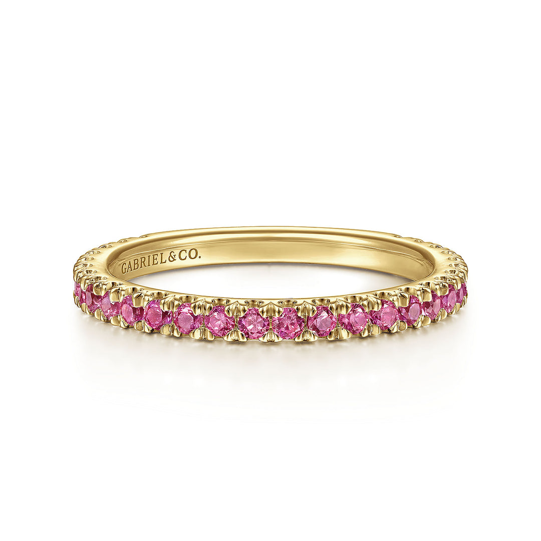 14K Yellow Gold Ruby Stackable Birthstone Ring.