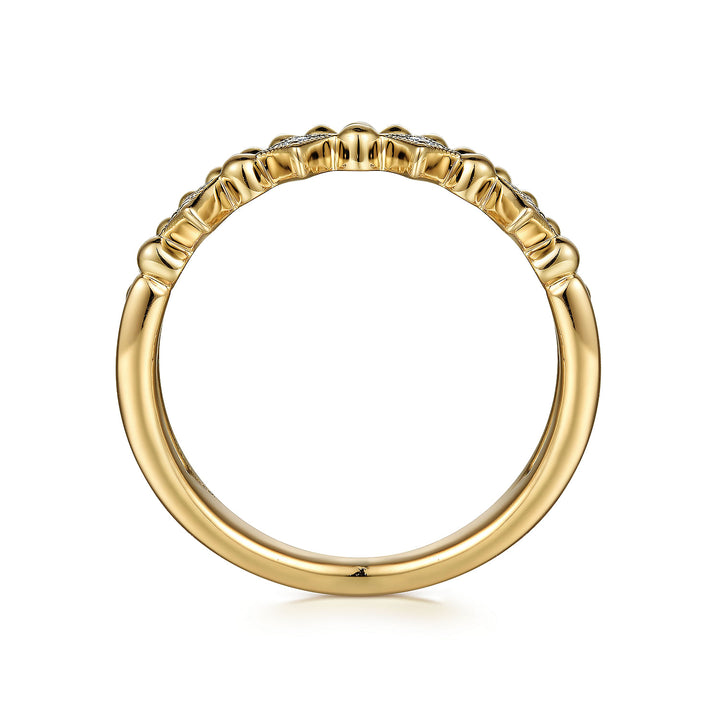 14K Yellow Gold .04cttw Bujukan Diamond Easy Stackable Ring