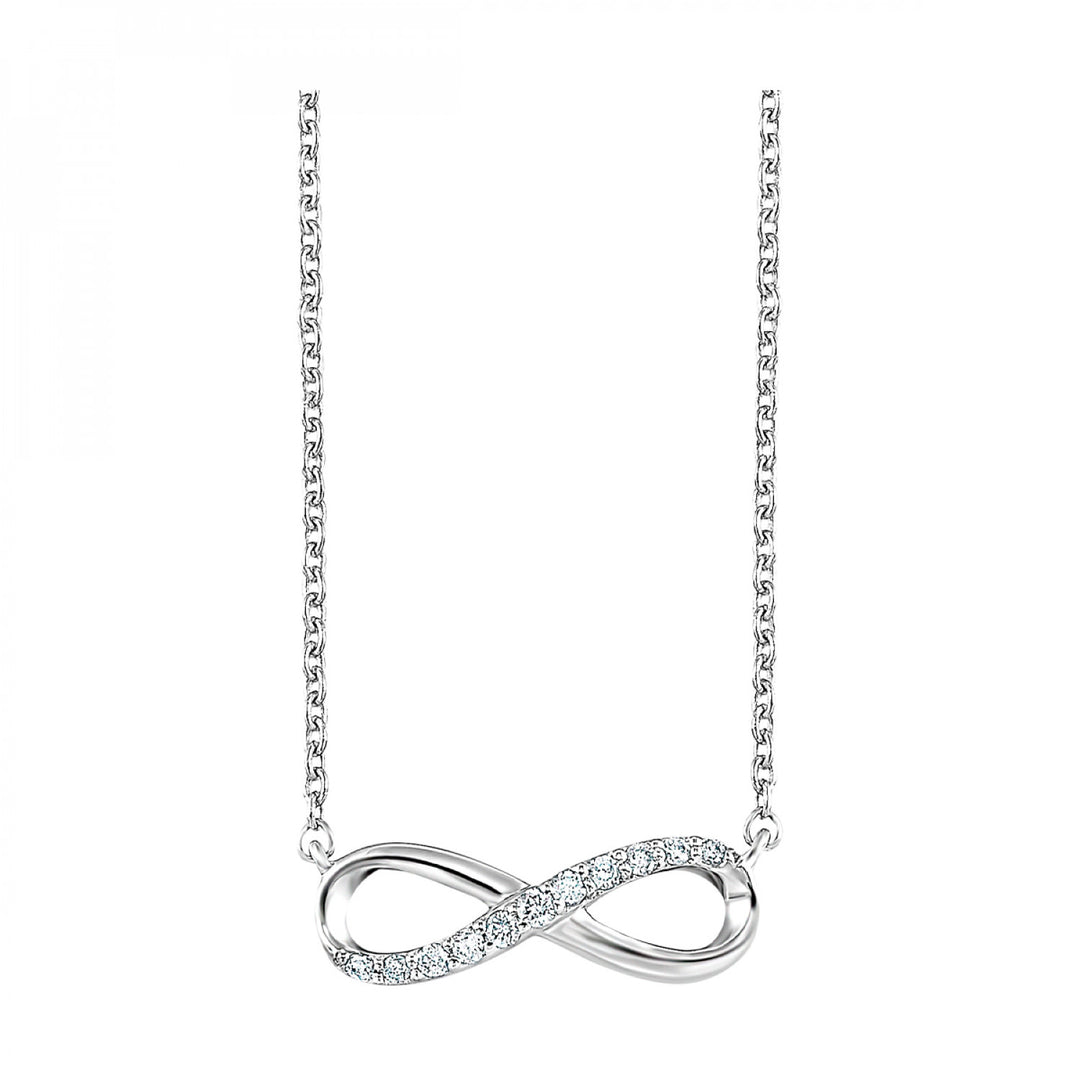 Sterling Silver 1/20cttw Diamond Infinity Pendant