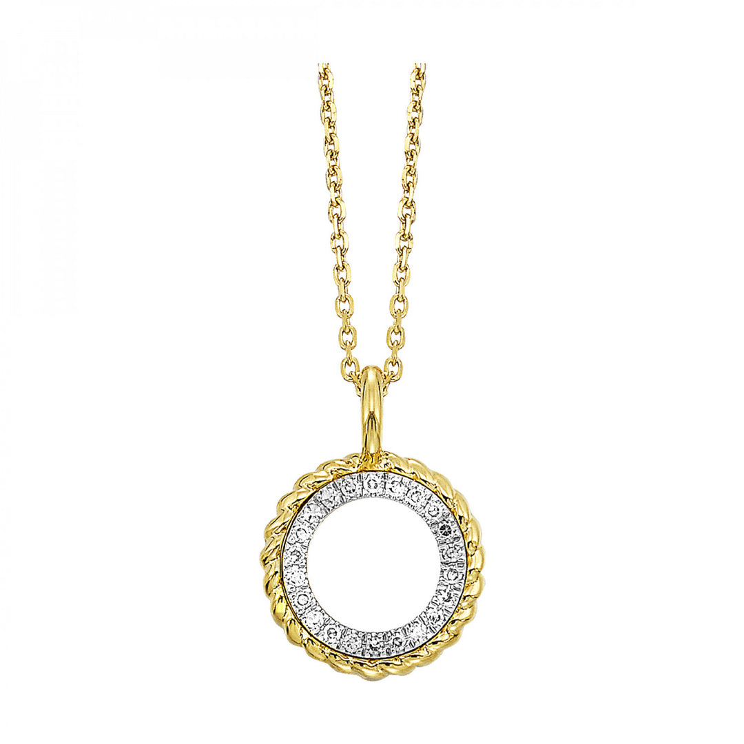 14K Yellow Gold 1/20cttw Diamond Circle Pendant