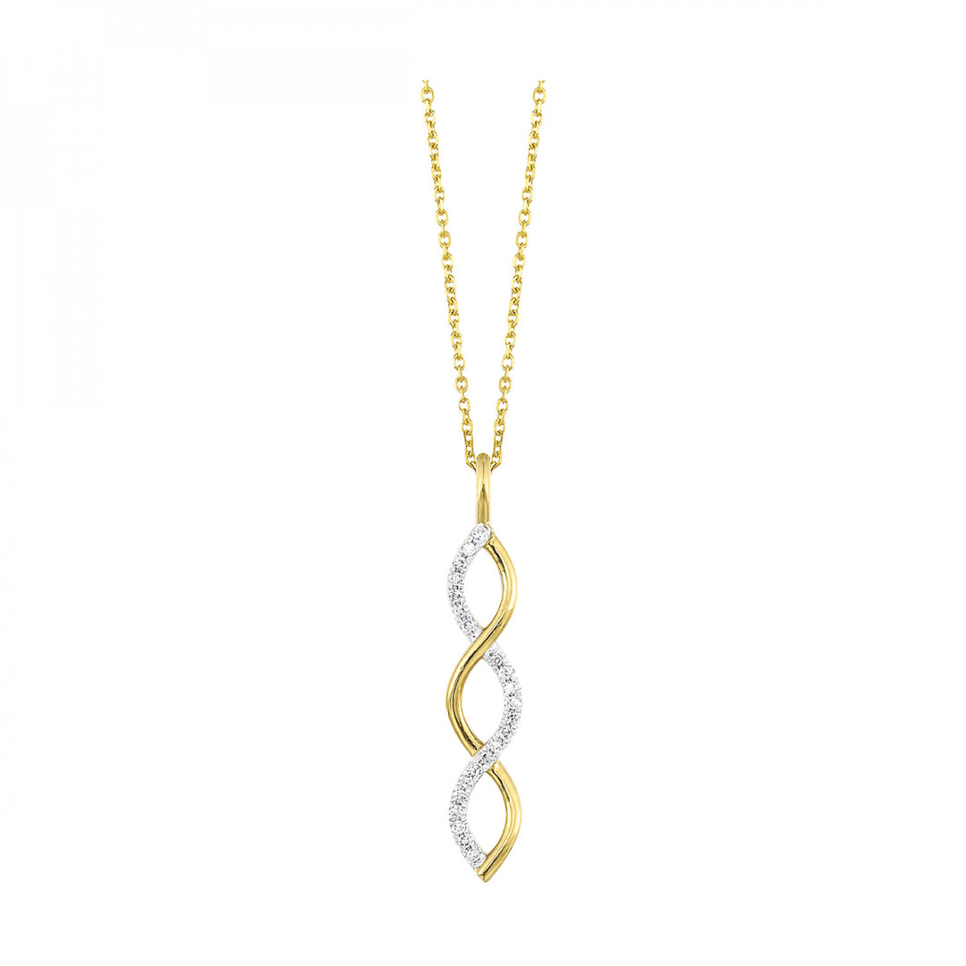 10K Yellow Gold 1/12cttw Diamond Drop Crossover Pendant