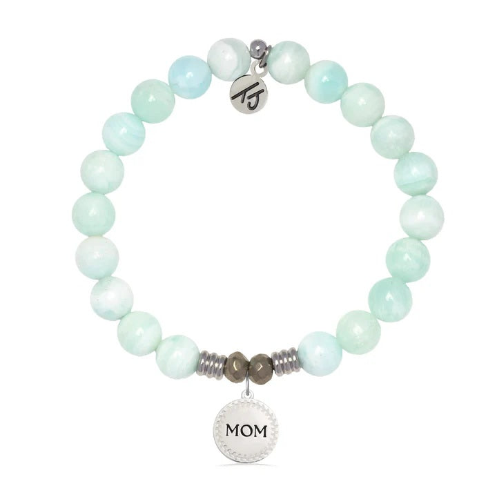 Hemimorphite Gemstone Bracelet with Endless Love Mom Sterling Silver Charm