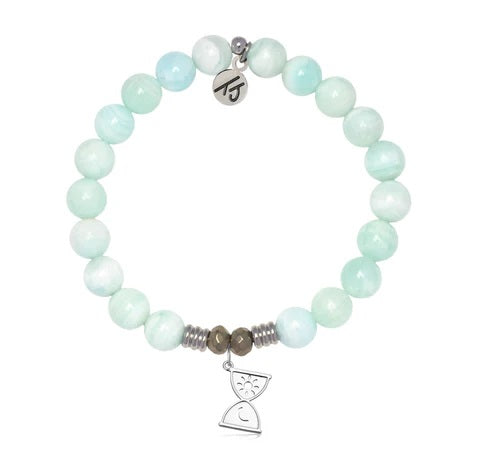 Hemimorphite Gemstone Bracelet with Trust In Time Sterling Silver Charm