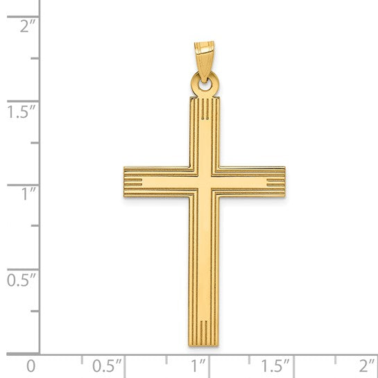 14K Yellow Gold Laser Etched Cross Charm Custom Engraved