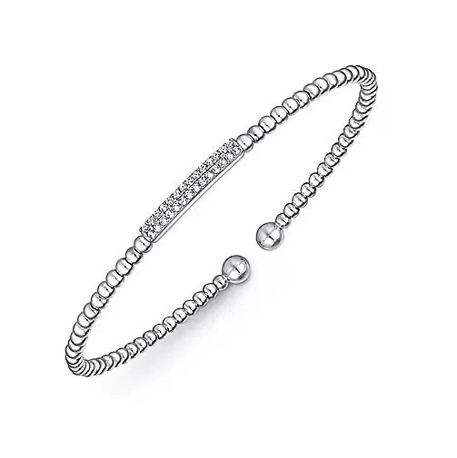 BRACELETS - 14K White Gold .13cttw Diamond Bar Split Bangle
