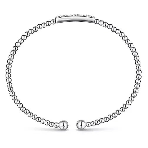 BRACELETS - 14K White Gold .13cttw Diamond Bar Split Bangle