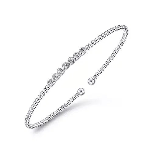 BRACELETS - 14K White Gold .13cttw Diamond Cluster Split Bangle