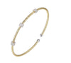 BRACELETS - 2-Tone Gold Finish Sterling Silver Mesh Cuff With CZ 2mm