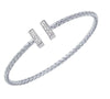 BRACELETS - Flexible Oval Sterling Silver Mesh Cuff With CZ 3mm