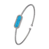BRACELETS - Sterling Silver 2mm Mesh Cuff With Synthetic Turquoise & CZ's