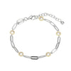 BRACELETS - Sterling Silver 6.75"  Bracelet Made With Paperclip Chain And 5 CZ Stations