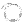 BRACELETS - Sterling Silver CZ D/C Twist Marquise Shape Station 7" Adjustable Bracelet