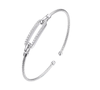 BRACELETS - Sterling Silver Mesh Cuff With CZ Link In Center 2mm