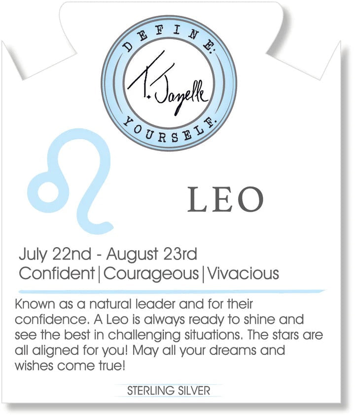 BRACELETS - Zodiac Collection - Celestine Stone Bracelet With Leo Sterling Silver Charm