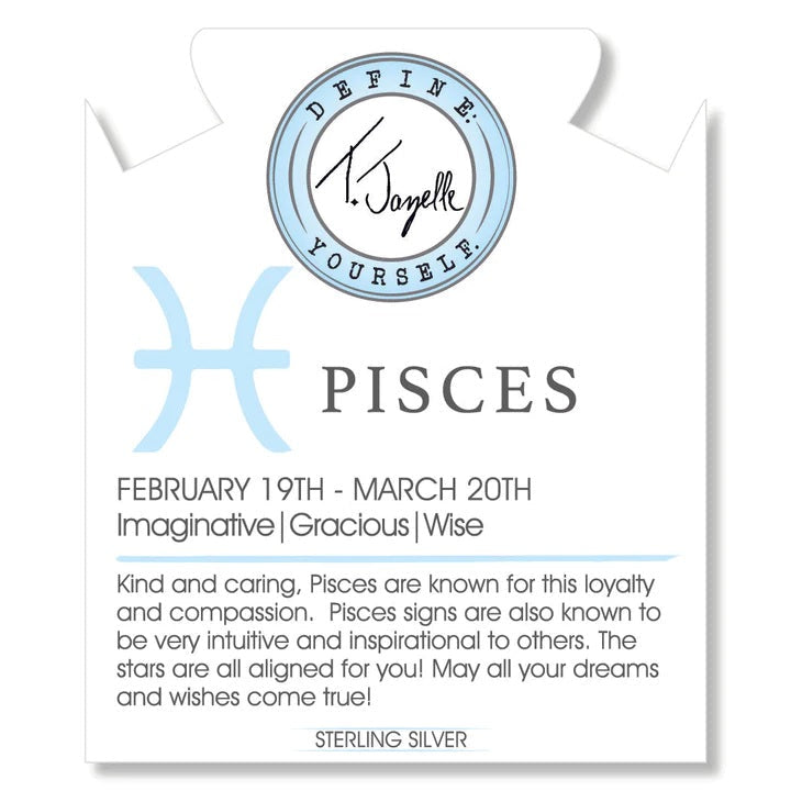 BRACELETS - Zodiac Collection - Celestine Stone Bracelet With Pisces Sterling Silver Charm