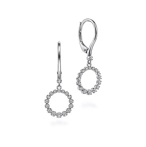 DIAMOND JEWELRY - 14K White Gold .28cttw Diamond Open Circle Drop Earrings With Lever Backs