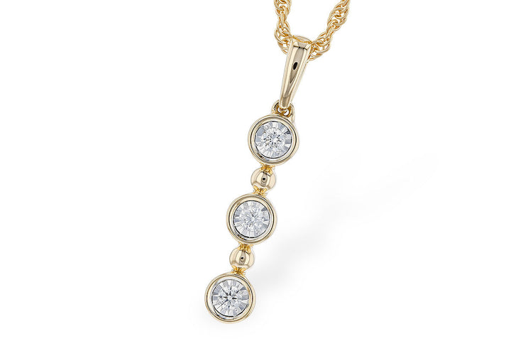 DIAMOND JEWELRY - 14K Yellow Gold .08cttw Diamond Illusion Bezel Drop Necklace.