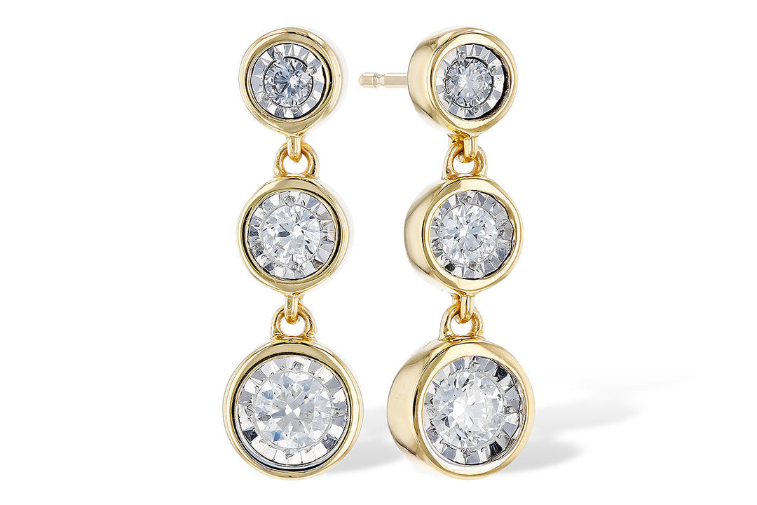 DIAMOND JEWELRY - 14K Yellow Gold .20cttw Diamond Illusion Bezel Dangle Earrings.