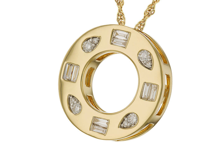 DIAMOND JEWELRY - 14K Yellow Gold .34cttw Diamond Circle Pendant