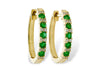 EARRINGS - 14K White Gold 1/2cttw Diamond And Emerald Oval Huggie Earrings