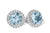 14K White Gold Aquamarine and Diamond Halo Stud Earrings
