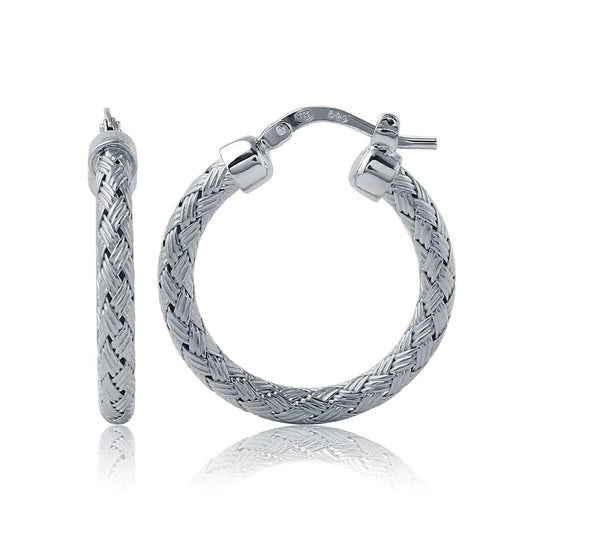 EARRINGS - Round Sterling Silver Mesh Earrings 3mm