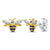 Sterling Silver & Yellow Gold Plated Bee Diamond Stud Earrings