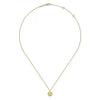 Necklace - 14K Yellow Gold .03cttw Bezel Set In White Gold Diamond Cut Bujukan Pendant
