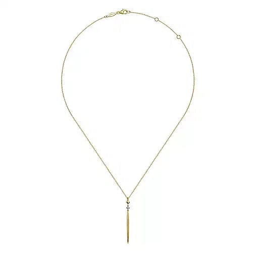 Necklace - 14K Yellow Gold .03cttw Diamond & Spike Drop Pendant