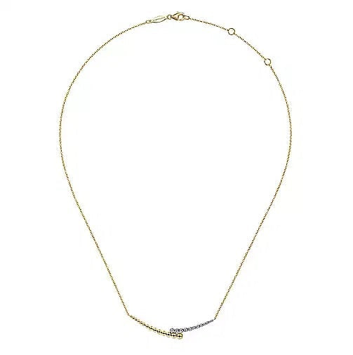 Necklace - 14K Yellow-White Gold .19cttw Diamond Bujukan Bar Pendant