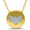 NECKLACES - 10K Yellow Gold 1/20cttw Diamond Bee Circle Necklace