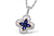 14K Rose & White Gold Pear Shaped Blue Sapphires and Diamond Floral Cluster Halo Necklace