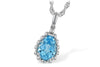 NECKLACES - 14K White Gold 1.55ct Pear Shaped Blue Topaz Necklace