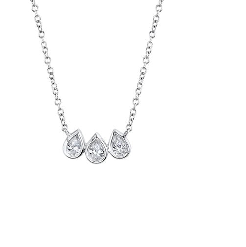NECKLACES - 14K White Gold .25cttw Diamond Bezel Pear Shaped Necklace